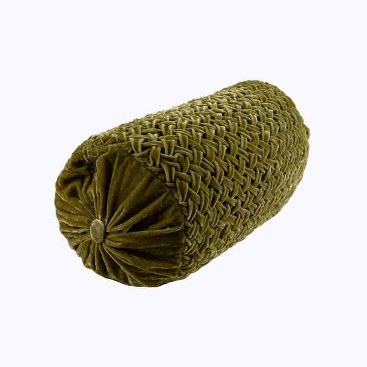 Basket Weave Silk Velvet Bolster Pillow