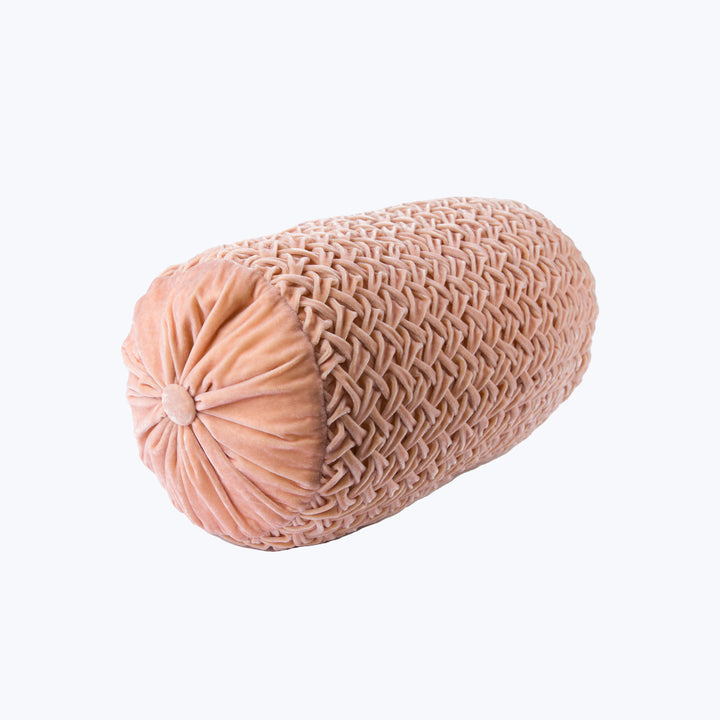 Basket Weave Silk Velvet Bolster Pillow