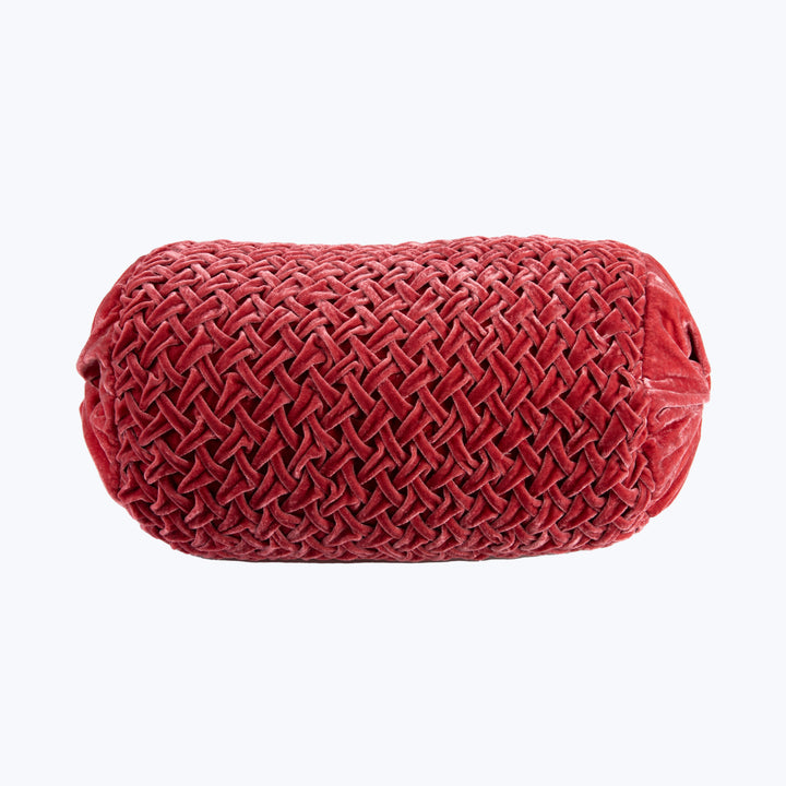 Basket Weave Silk Velvet Bolster Pillow