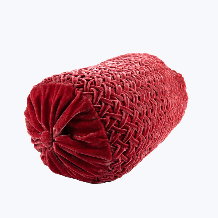 Basket Weave Silk Velvet Bolster Pillow