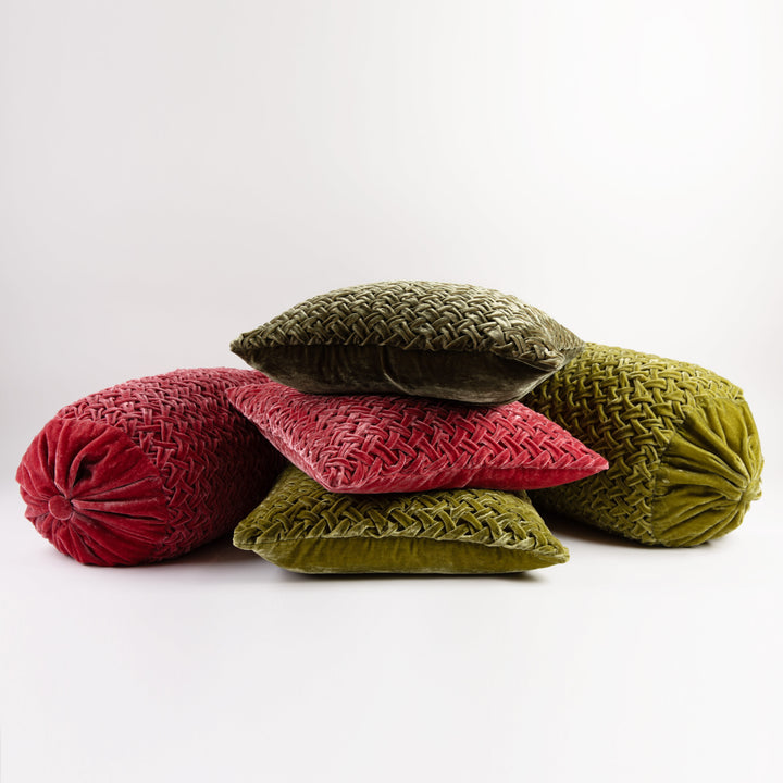 Basket Weave Silk Velvet Bolster Pillow