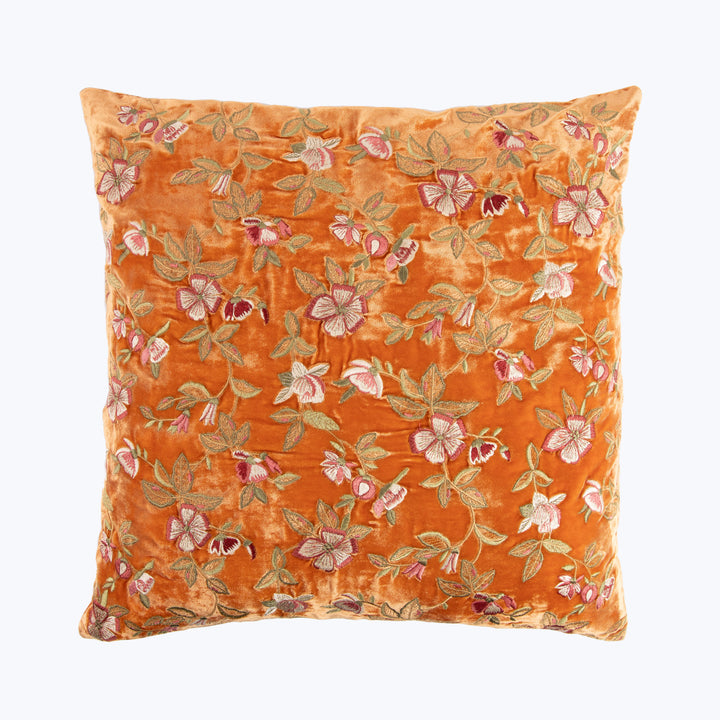 Botanica Silk Velvet Pillow, Tangerine