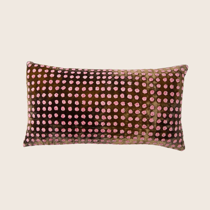 Dotty Silk Velvet Lumbar Pillow