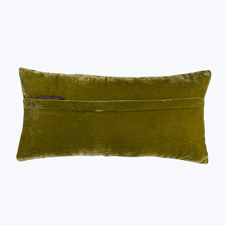 Ellie Silk Velvet Lumbar Pillow, Foliate Green
