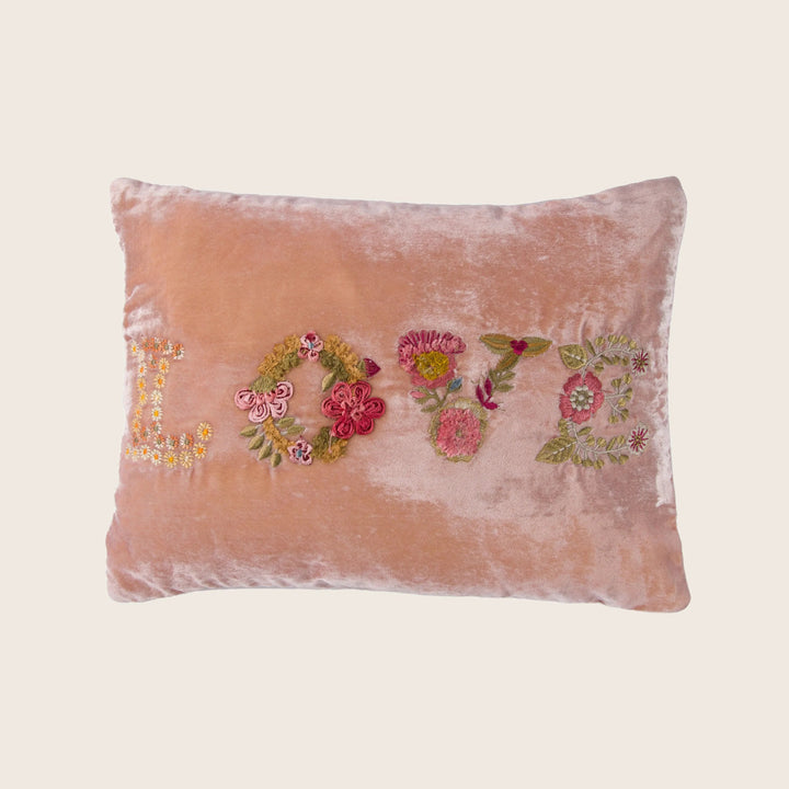 Love Silk Velvet Lumbar Pillow