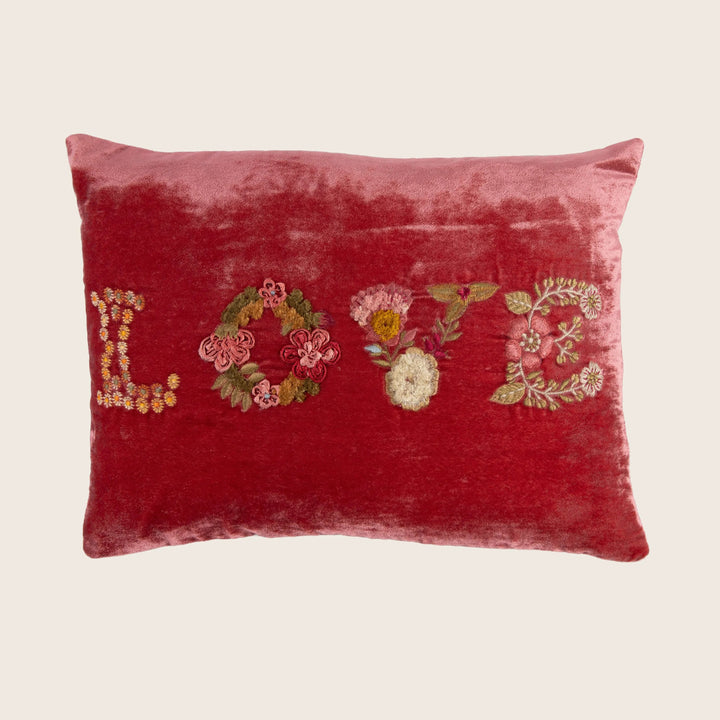 Love Silk Velvet Lumbar Pillow