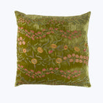 Tivoli Garden Silk Velvet Pillow, Foliate Green