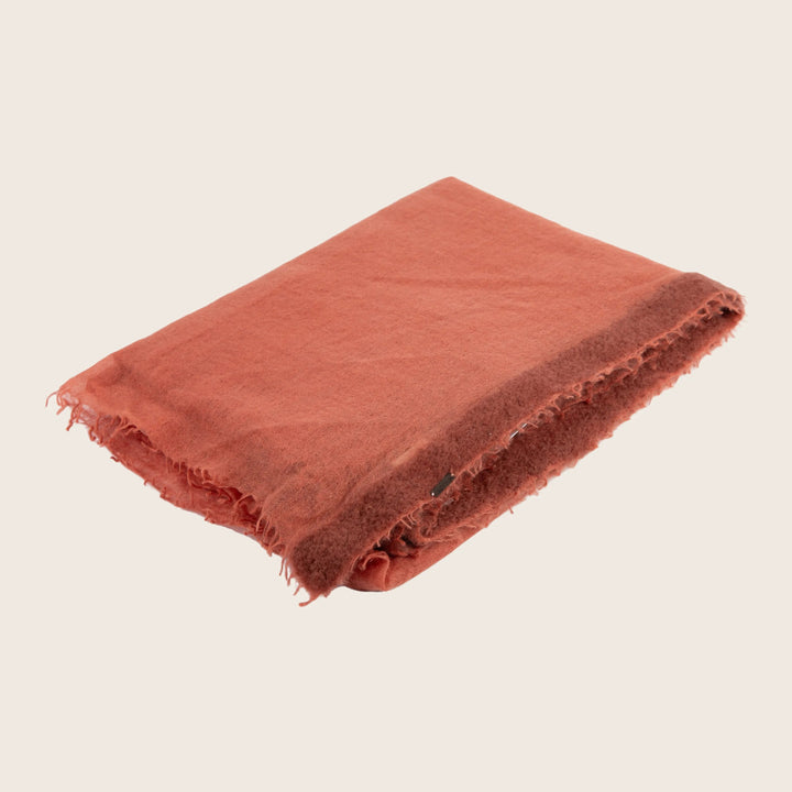 Gran Souffle Oversized Semi Felted Cashmere Border Throw Sandalwood & Chestnut