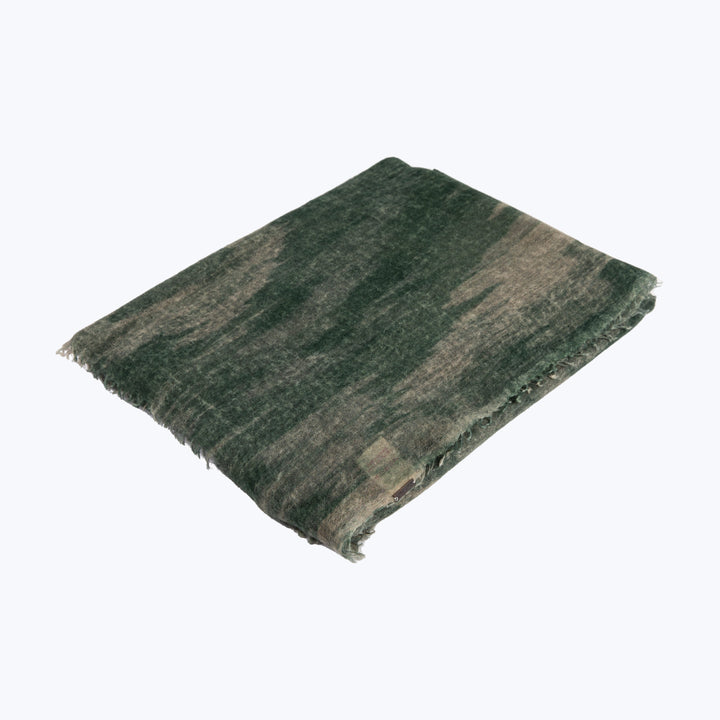 Souffle Semi Felted Print Cashmere Throw Ikat Horn & Conifer