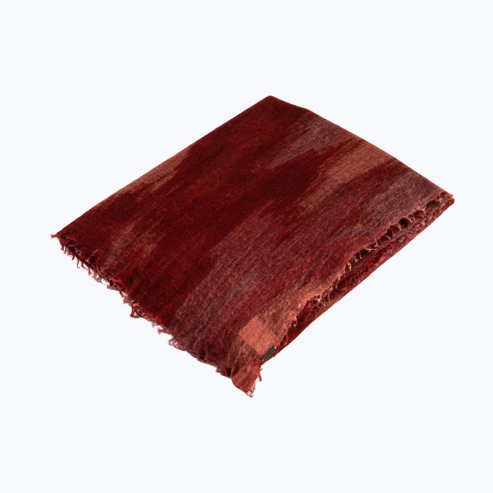 Souffle Semi Felted Print Cashmere Throw Ikat Sandalwood & Chestnut