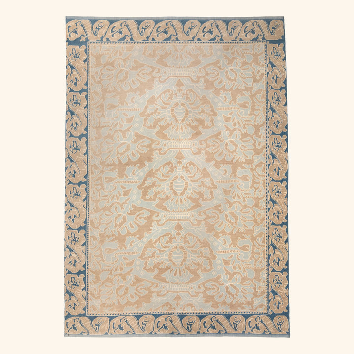 Image for Blue Traditional Wool Silk Blend Rug - 6' x 9'