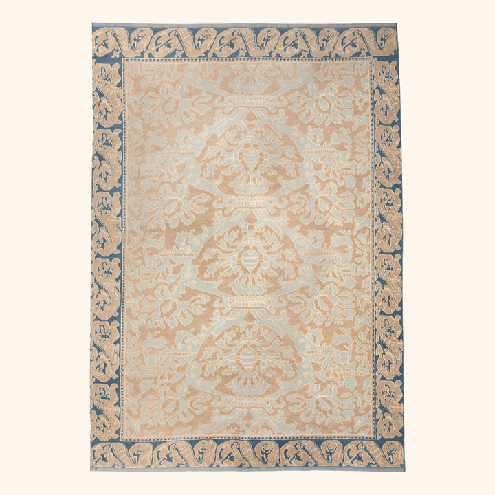 Image for Blue Traditional Wool Silk Blend Rug - 6' x 9'