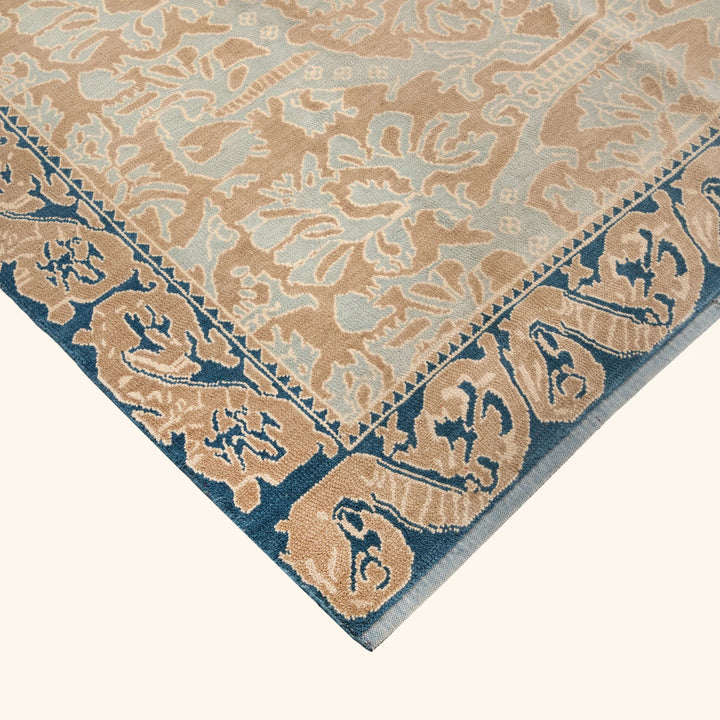 Image for Blue Traditional Wool Silk Blend Rug - 6' x 9'