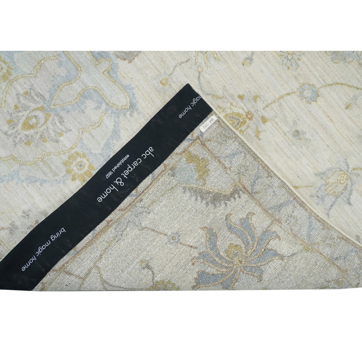 Ivory Traditional Wool Silk Blend Rug - 6' x 9'