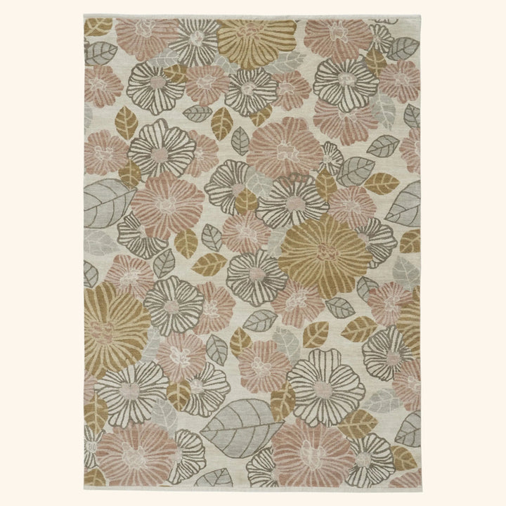 Natural Contemporary Wool Silk Blend Rug - 6' x 9'