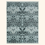 Blue Contemporary Wool Silk Blend Rug - 6' x 9'