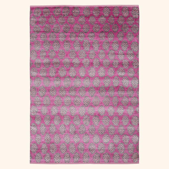 Pink Contemporary Wool Silk Blend Rug - 6' x 9'