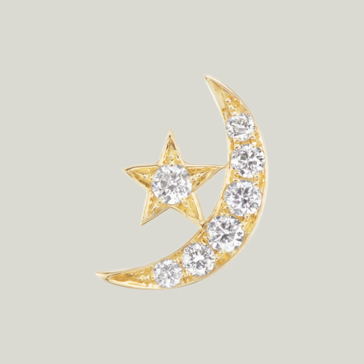 4 Elements: Large 'Air' Star & Moon Stud Earring Singles