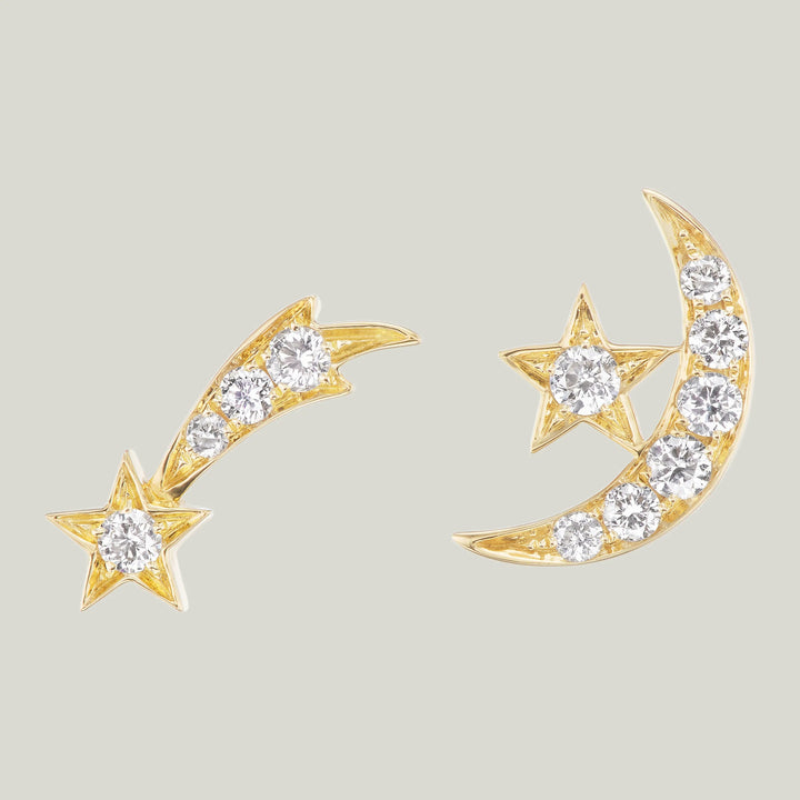 4 Elements: Large 'Air' Star & Moon Stud Earring Singles