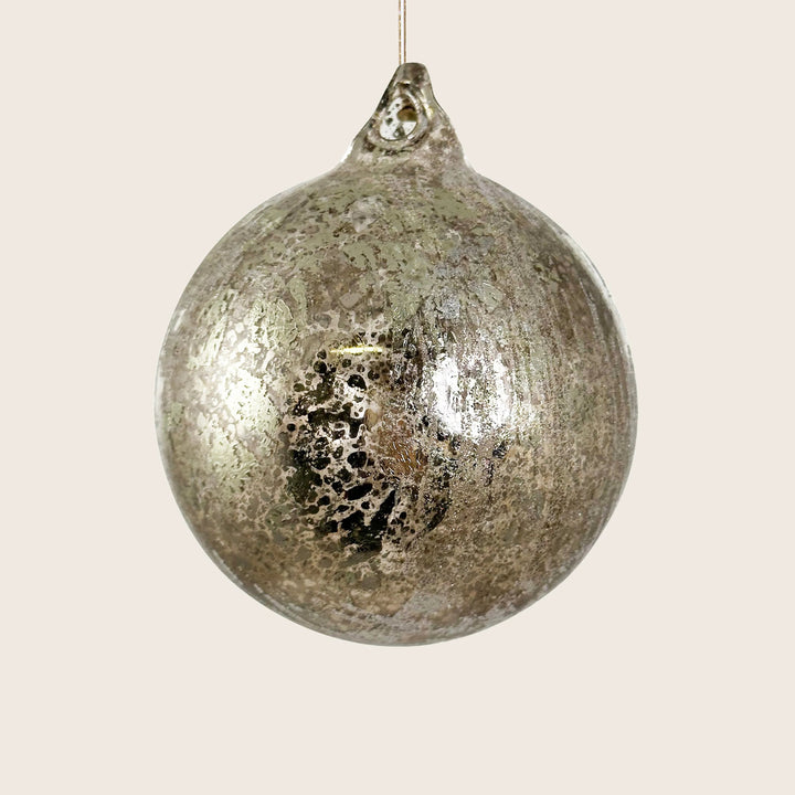 Sugared Line Glass Ball Ornament