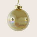 Cream Iridescent Glass Ball Ornament