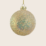 Champagne Gold Glitter Glass Ball Ornament