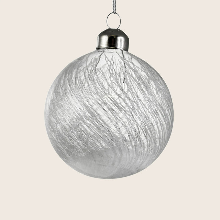 Glass Ball with Glass Threads and Snow Ornament