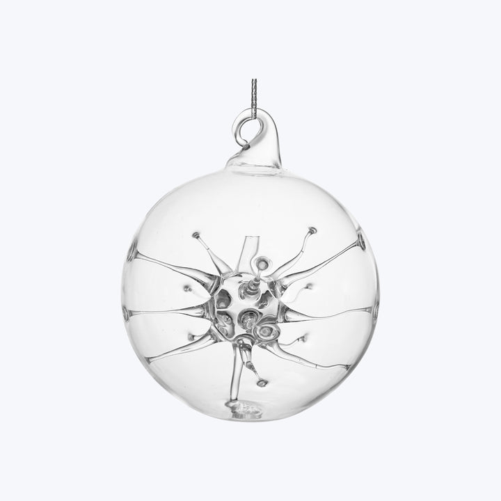 Glass Ball with Glass threads Ornament 3.1"