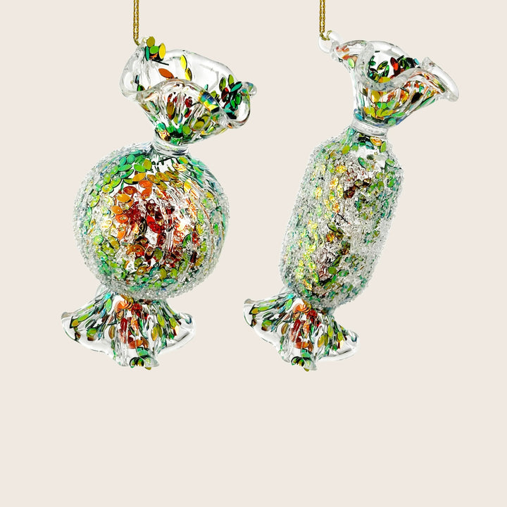 Glitter Sequin Glass Candy Ornament Round