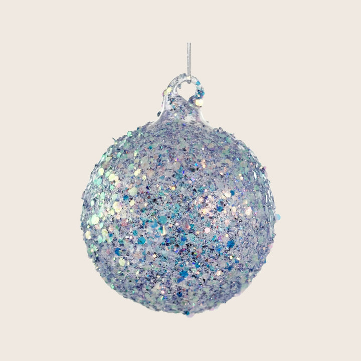 Lilac Sequins Glass Ball Ornament