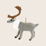 White Grey Reindeer Ornament