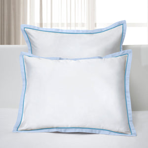 Luna Sham White/Sky Blue Border/Cerulean Blue Line / Super Euro - hover