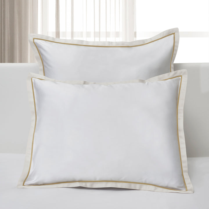 Luna Sham White/Ivory Border/Taupe Line / Standard