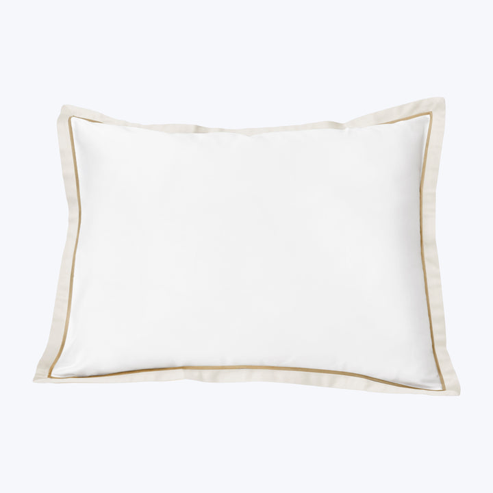 Luna Sham White/Ivory Border/Taupe Line / Super Euro