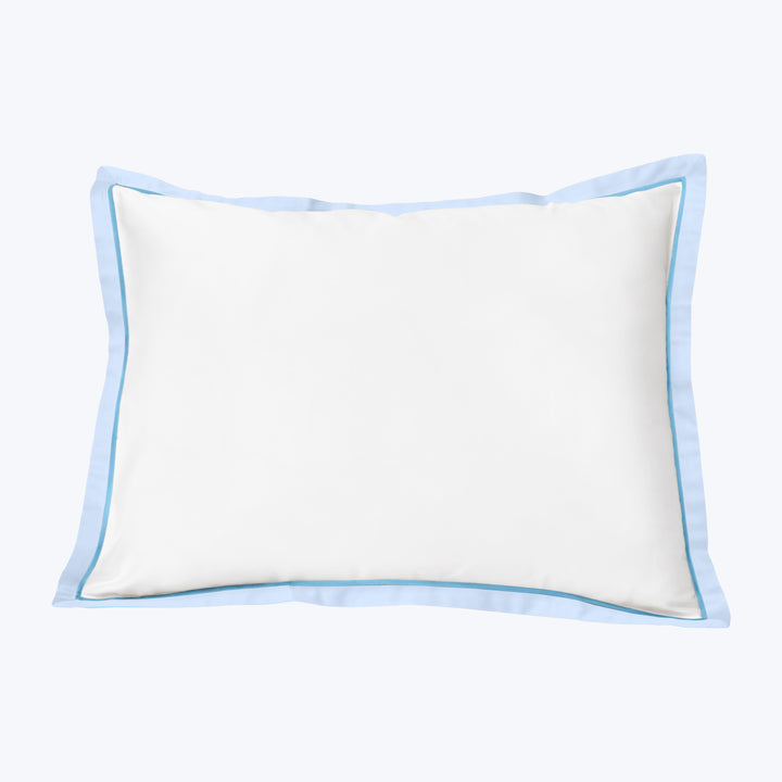 Luna Sham White/Sky Blue Border/Cerulean Blue Line / Super Euro