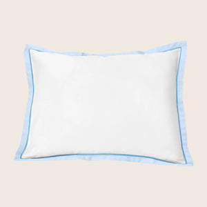 Luna Sham White/Sky Blue Border/Cerulean Blue Line / Super Euro