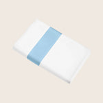 Aida Sheets & Pillowcases, White/Cerulean Blue Flat / Twin