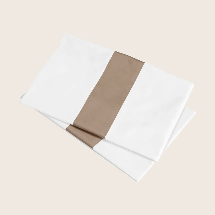 Aida Sheets & Pillowcases, White/Brown Pillowcases / Standard Pair