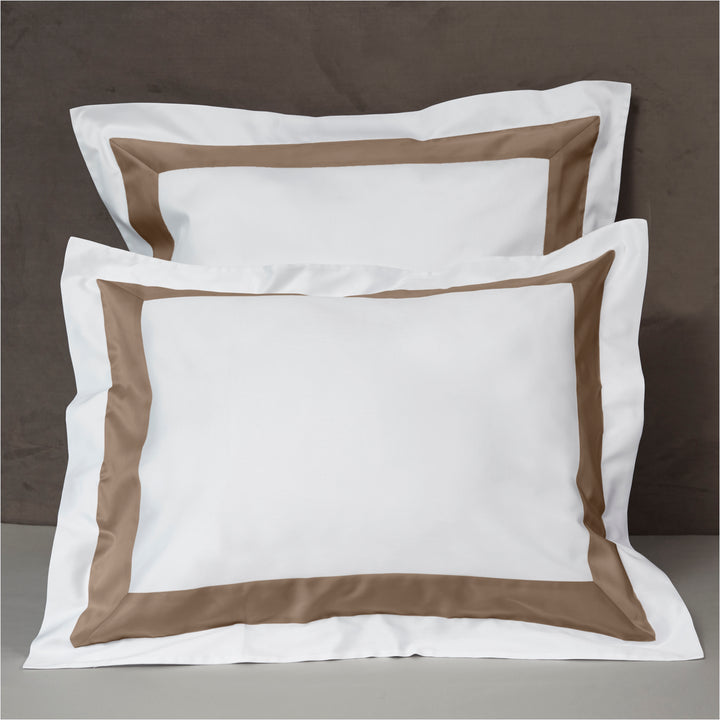 Aida Sheets & Pillowcases, White/Brown Pillow Sham / King