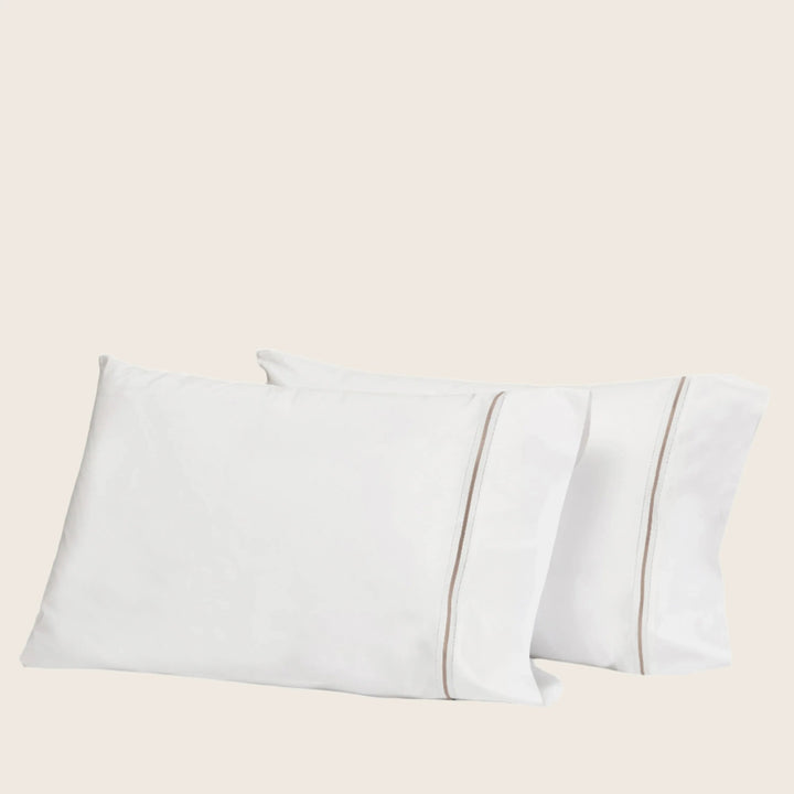 Gramercy Sheets & Pillowcases, White/Brown Pillowcases / Standard Pair