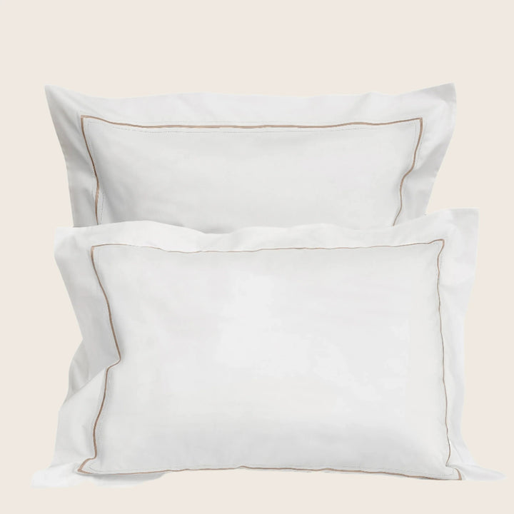 Gramercy Duvet & Sham, White/Brown Pillow Sham / Standard