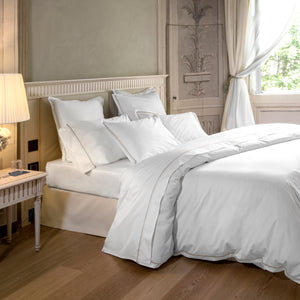 Luce Sheets & Pillowcases, White/Brown Flat / Twin - hover