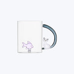 Ichendorf Tabby Cat Mug, Pink Fish & White Cat with Smoke Tail