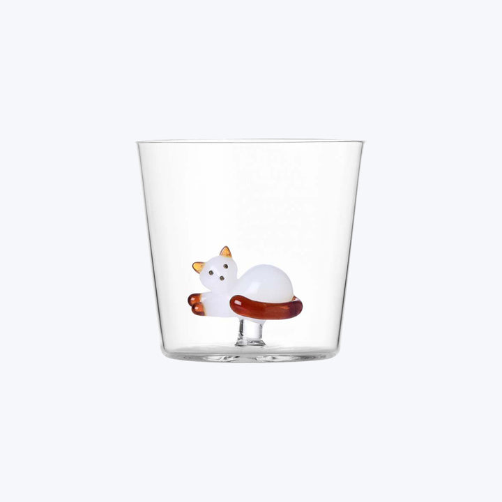 Ichendorf Tabby Cat Tumbler, Lying White Cat with Amber Tail