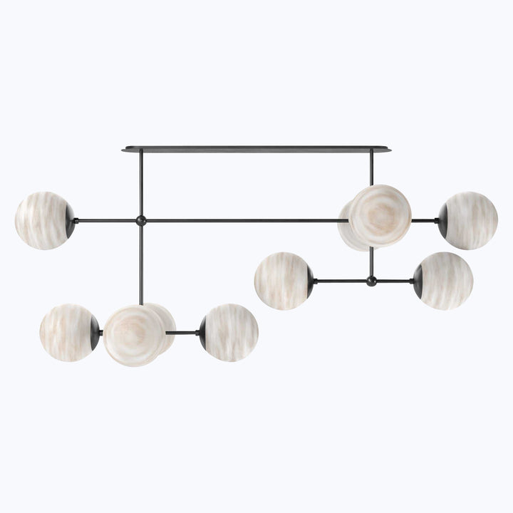 Armstrong Linear Chandelier Black Gunmetal / Marbled Matte Glass