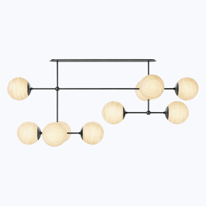 Armstrong Linear Chandelier Black Gunmetal / Marbled Matte Glass