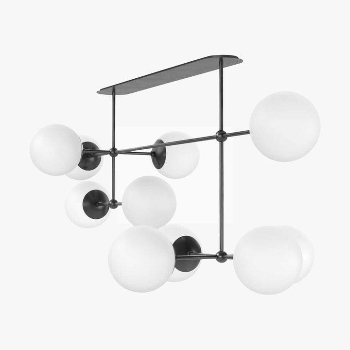 Armstrong Linear Chandelier Black Gunmetal / Opal Matte Glass
