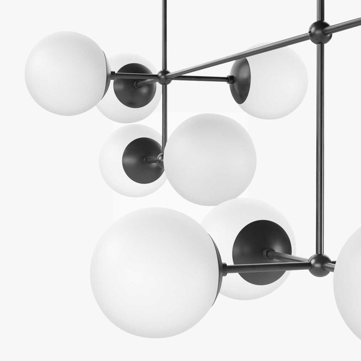 Armstrong Linear Chandelier Black Gunmetal / Opal Matte Glass