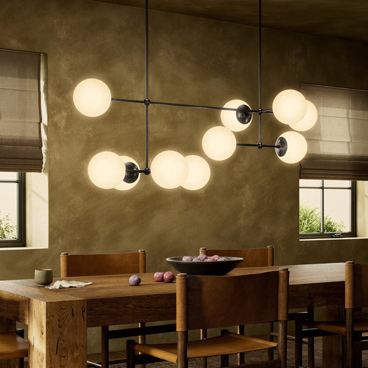 Armstrong Linear Chandelier Black Gunmetal / Opal Matte Glass