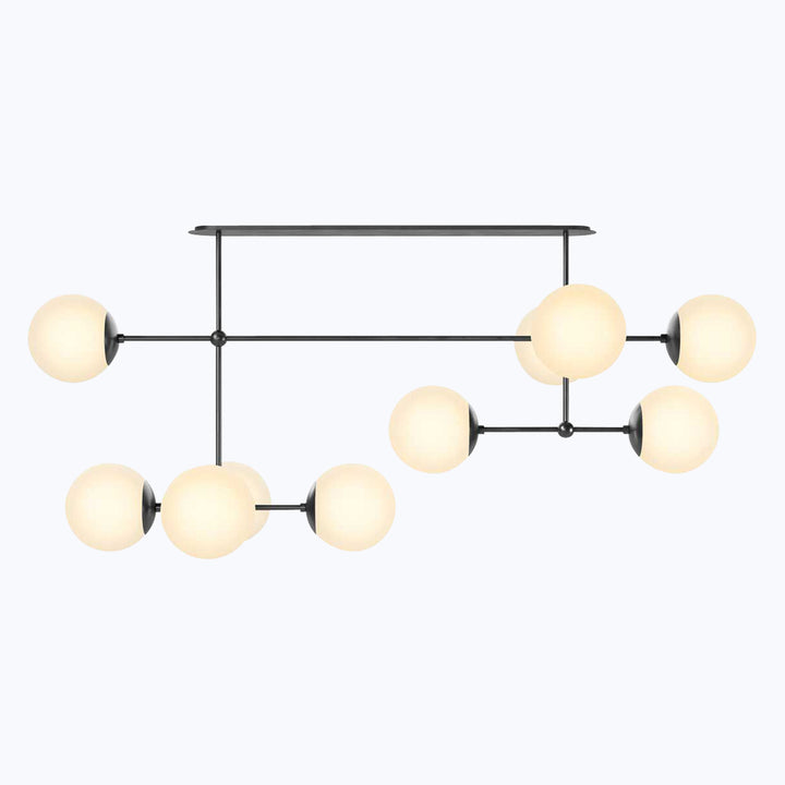Armstrong Linear Chandelier Black Gunmetal / Opal Matte Glass